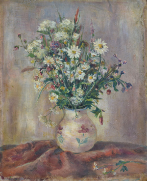 Werkverzeichnis Nr. 8,  um 1945, Blumenstrauß in Vase, Öl auf Leinwand, 43,2 x 35,7 cm