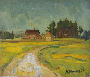 Werkverzeichnis Nr. 22, 1948, Blick vom Riederecksee auf Risserkogel und Plankenstein, Öl auf Hartfaser, 45,5 x 54,5 cm,
						bez. u.r.: K. Sommer 48  