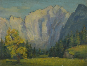 Werkverzeichnis Nr. 39, 1949, Göll, Westwand,  Öl auf Karton, 18,0 x 24,0 cm