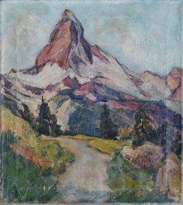Werkverzeichnis Nr. 106, um 1954, Matterhorn, Öl auf Leinwand, 49,2 x 43,2 cm