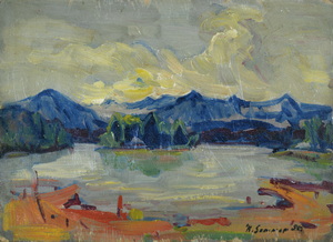 Werkverzeichnis Nr. 122,  1955, Großer Ostersee, Öl auf Karton, 24,3 x 33,6 cm	