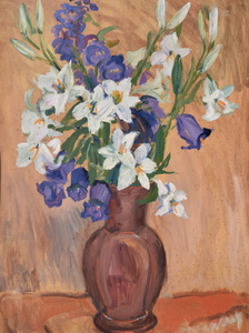 Werkverzeichnis Nr. 193, um 1962, Blumenstillleben, Öl auf Karton, 64,0 x 47,7 cm
