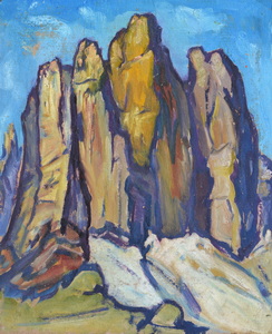 Werkverzeichnis Nr. 201, um 1963,  Plankenstein 2, Öl auf Karton, 59,5 x 49,2 cm,
						Rückseite von Werkverzeichnis Nr. 176, um 1963, Plankenstein