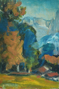 Werkverzeichnis Nr. 212, um 1964, Solglio Bergell, Öl auf Karton, 29,9 x 18,8 cm, bez. u.r.: Solglio Bergell