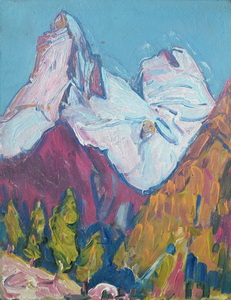 Werkverzeichnis Nr. 258, um 1965, Matterhorn, Öl auf Hartfaser, 69,0 x 54,5 cm
