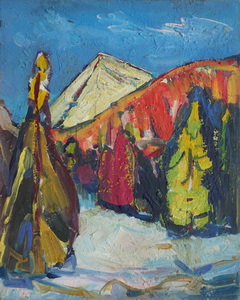 Werkverzeichnis Nr. 259, um 1965,  Notkarspitze, Öl auf Hartfaser, 71,0 x 56,5 cm 