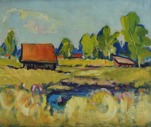 Werkverzeichnis Nr. 285,  1966, Dachauer Moos, Öl auf Karton, 39,2 x 46,8 cm