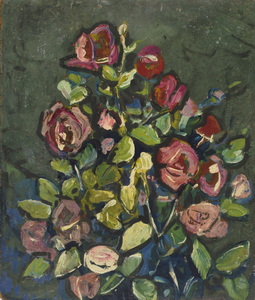 Werkverzeichnis Nr. 359, um 1967, Rosenstillleben, Öl auf Hartfaser, 57,8 x 49,5 cm
