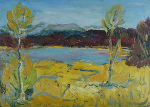 Werkverzeichnis Nr. 321, um 1967,  Ostersee, Öl auf Karton, 40,4 x 57,0 cm 
