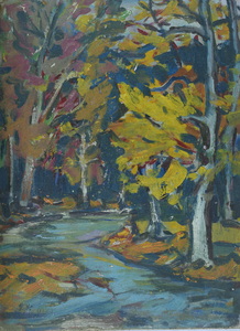 Werkverzeichnis Nr. 354, um 1967, Die Würm im Mühltal bei Starnberg, Öl auf Hartfaser, 51,1 x 37,2 cm