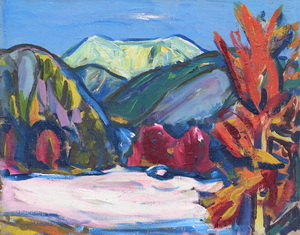 Werkverzeichnis Nr. 384, um 1968, Benediktenwand, Öl auf Hartfaser, 56,4 x 71,5 cm,
						Ausstellung: Deutsche Wohnen SE, Berin 2021