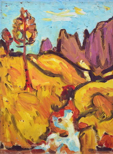 Werkverzeichnis Nr. 432, um 1968, Bach im Gebirge, Öl auf Hartfaser, 71,0 x 56,5 cm 
