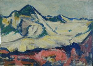 Werkverzeichnis Nr. 386, um 1968, Berge mit Gletschern, Öl auf Karton, 27,2 x 39,0 cm