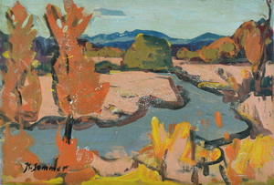 Werkverzeichnis Nr. 400, um 1968, Isar, Öl auf Karton, 40,2 x 60,0 cm,
						bez. u.l.: K.Sommer