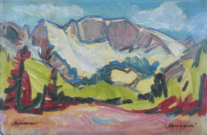 Werkverzeichnis Nr. 402, um 1968, Benediktenwand, Öl auf Karton, 40,2 x 62,5 cm,
						bez. u.r.: K. Sommer, bez. u.l.: Benewand 