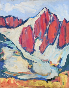 Werkverzeichnis Nr. 417, um 1968, Weisshorn, Öl auf Hartfaser, 56,2 x 71,2 cm