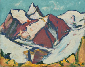 Werkverzeichnis Nr. 426, um 1968, Weisshorn, Öl auf Hartfaser, 56,7 x 71,0 cm