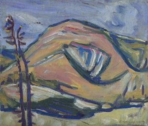 Werkverzeichnis Nr. 438, 17.6.1969, Simetsberg, Öl auf Karton, 40,3 x 47,0 cm<br> bez. u.r.: Simetsberg 17.6.69. 