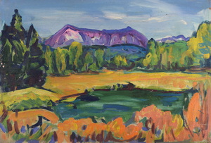 Werkverzeichnis Nr. 495,  1969, Kleiner Ostersee, Öl auf Karton, 40,2 x 59,3 cm
