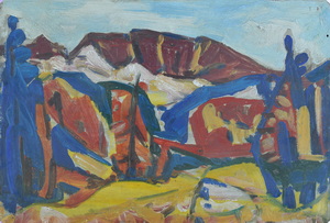 Werkverzeichnis Nr. 454, um 1969, Schneibstein, Öl auf Karton, 40,6 x 59,3 cm