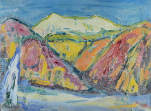 Werkverzeichnis Nr. 460, um 1969, Herzogstand und Heimgarten, Öl auf Karton, 52,3 x 71,3 cm