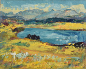 Werkverzeichnis Nr. 528,  1970, Froschsee, Öl auf Hartfaser, 56,6 x 71,0 cm,
						bez. u.r.: K. Sommer 70