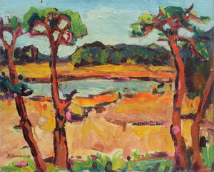 Werkverzeichnis Nr. 529, 1970, Kleinerer Ostersee, Öl auf Hartfaser, 56,9 x 71,0 cm,
						bez. u.r.: K. Sommer 70