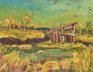 Werkverzeichnis Nr. 537, um 1970, Dachauer Moos, Öl auf Hartfaser, 54,4 x 68,8 cm