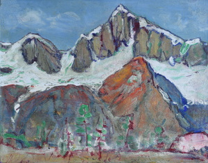Werkverzeichnis Nr. 558, um 1970, Weisshorn, Öl auf Hartfaser, 54,8 x 69,4 cm 