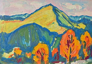 Werkverzeichnis Nr. 600, 1972, Jochberg,  Öl auf Karton, 40,5 x 57,5 cm,
						bez. u.r.:  K. Sommer 72, Jochberg