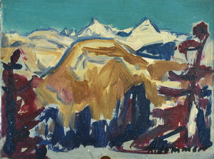 Werkverzeichnis Nr. 651, um 1972, Berglandschaft, Öl auf Karton, 24,1 x 32,0 cm