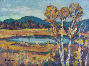 Werkverzeichnis Nr. 617, um 1972, Ostersee, Öl auf Karton, 44,3 x 59,2 cm