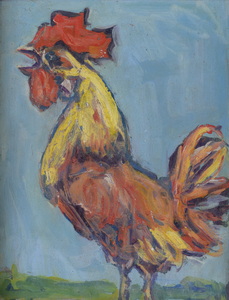 Werkverzeichnis Nr. 678, um 1972, Gelbbrauner Hansi 1, Acryl auf Karton, 48,5 x 37,6 cm