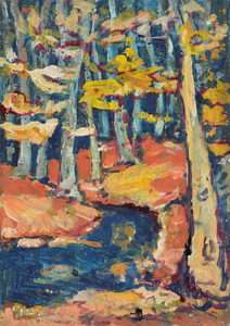 Werkverzeichnis Nr. 747, um 1973, Würm im Mühltal bei Starnberg, Öl auf Karton, 57,0 x 40,7cm