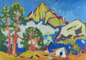 Werkverzeichnis Nr. 755, um 1973,  Weisshorn, Öl auf Karton, 57,0 x 80,3 cm