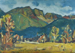Werkverzeichnis Nr. 753, um 1973,  Untersberg, Öl auf Karton, 38,0 x 52,8 cm
