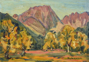 Werkverzeichnis Nr. 834, um  1974, Im Karwendelgebirge, Öl auf Karton, 38,1 x 52,8 cm,
						bez. u.r.:  K. Sommer