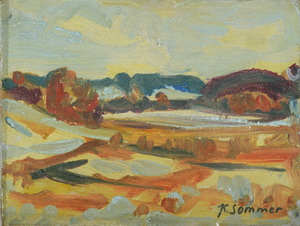 Werkverzeichnis Nr. 797, um 1974, Skizze, Winterlandschaft, Öl auf Karton, 18,0 x 24,0 cm, sign. u.r.: K. Sommer