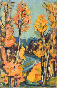 Werkverzeichnis Nr. 796, um 1973, Blumenstillleben mit Tulpen, Öl auf Karton, 34,2 x 24,3 cm