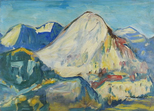 Werkverzeichnis Nr. 846, 1975, Gebirgslandschaft, Öl auf Karton, 38,0 x 52,8 cm,
						bez. u.r.:  K. Sommer 75