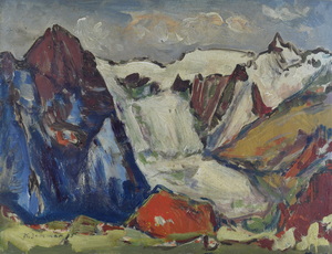 Werkverzeichnis Nr. 849,  1975, Blick auf die Schönfeldspitze, Öl auf Karton, 44,9 x 59,2 cm,
						bez. u.l.:  K. Sommer 75