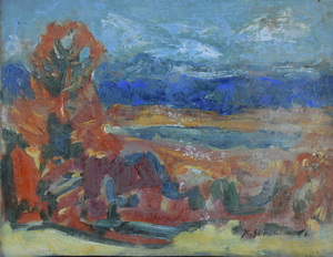 Werkverzeichnis Nr. 921, 1976, Blick auf einen Voralpensee, Öl auf Karton 37,7 x 48,5 cm,
						bez. u.r.:  K. Sommer 76