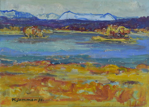 Werkverzeichnis Nr. 912, 1976, Großer Ostersee, Öl auf Karton 38,2 x 53,1 cm,
						bez. u.l.:  K. Sommer 76
