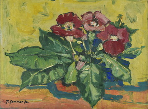 Werkverzeichnis Nr. 932, 1976, Stiefmütterchen, Öl auf Karton 44,6 x 59,5 cm,
						bez. u.l.:  K. Sommer 76