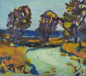 Werkverzeichnis Nr. 953, 1976, An der Amper, Öl auf Karton, 27,1 x 31,5 cm