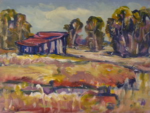 Werkverzeichnis Nr. 948, um 1976, Dachauer Moos, Öl auf Karton, 37,3 x 48,4 cm