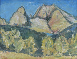 Werkverzeichnis Nr. 976,  1976, Watzmann, Öl auf Karton, 38,0 x 48,9 cm
