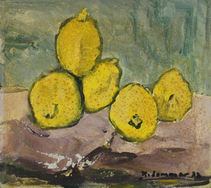 Werkverzeichnis Nr. 1069,  1977, Zitronen, Öl auf Karton, 27,4 x 30,4 cm,
						bez. u.r.:  K. Sommer 77