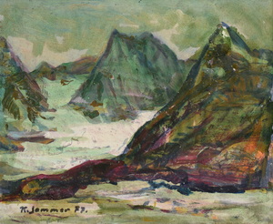 Werkverzeichnis Nr. 1025,  1977, Stubaier Alpen, Gleirsch Ferner, Öl auf Karton, 37,0 x 45,0 cm,
						bez. u.l.:  K. Sommer 77