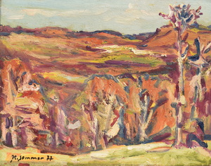 Werkverzeichnis Nr. 1014,  1977, Hügellandschaft bei Gauting im Winter, Öl auf Hartfaser, 38,7 x 49,0 cm,
						bez. u.l.:  K. Sommer 77